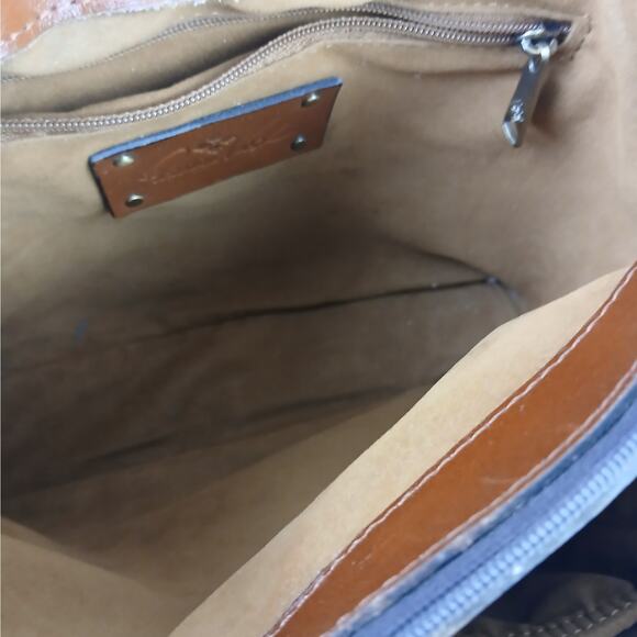 Patricia Nash Leather Irving Flap-Over Handbag Distressed English Garden Brown - Picture 8 of 10